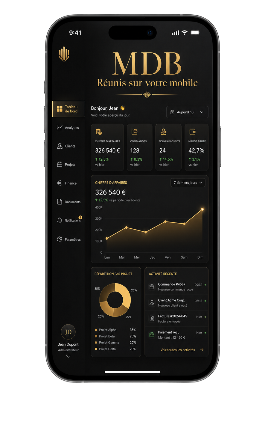 MDB Réunis installé sur un smartphone